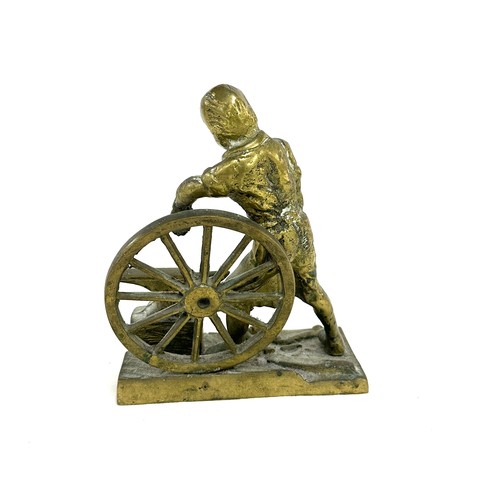 2 - Vintage brass statue wheel wright black smith wagon wheel measures approximately 8 inches tall