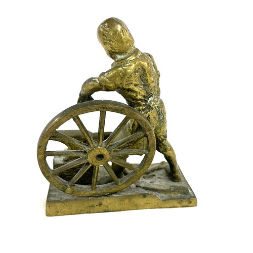 2 - Vintage brass statue wheel wright black smith wagon wheel measures approximately 8 inches tall