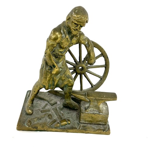 2 - Vintage brass statue wheel wright black smith wagon wheel measures approximately 8 inches tall