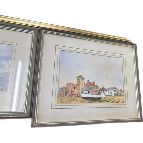 8 - Four framed watercolour pictures two original, two prints, some signed largest measures approximatel... 