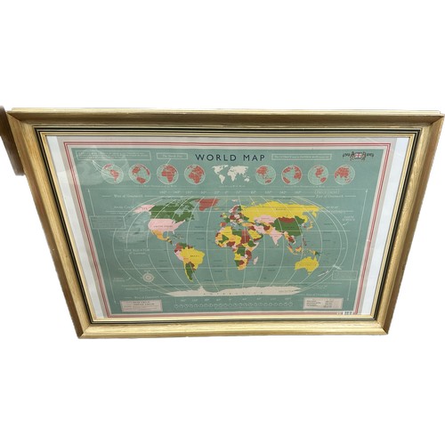 9 - Framed World map by the Master Cartographers Guild measures approximately 24 inches tall x 34 inches... 