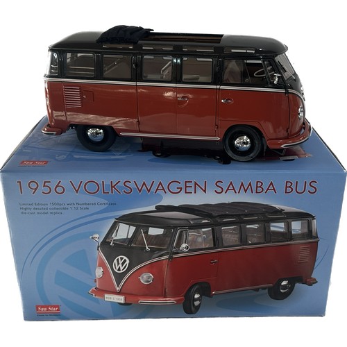 115 - Boxed diecast replica of a 1956 Volkswagon Samba Bus by Sun Star, limited edition piece with numbere... 