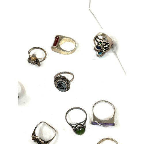 517 - Selection of 10 silver rings includes stone set etc