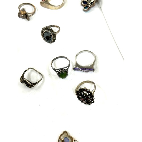 517 - Selection of 10 silver rings includes stone set etc