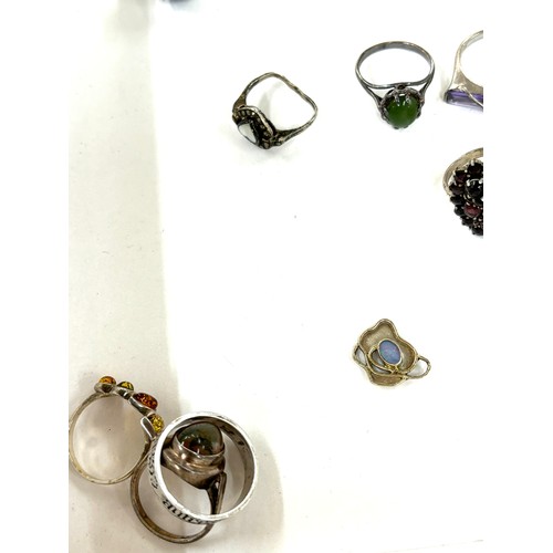 517 - Selection of 10 silver rings includes stone set etc