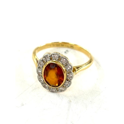 518 - Antique 18ct gold diamond and citrine dress ring total weight 3.3 grams, ring size L