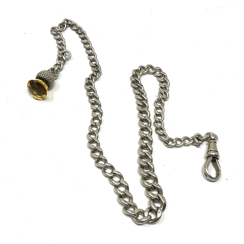 61 - Antique silver albert watch chain with thistle fob no t-bar weight 26g