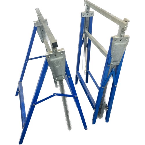 355 - Pair of metal adjustable height work zone tressels