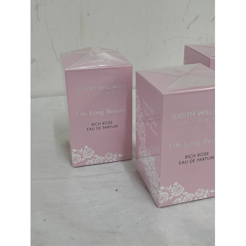 86 - Three Boxed Judith Williams Life long Beauty Rich Rose perfume 100ml, brand new sealed