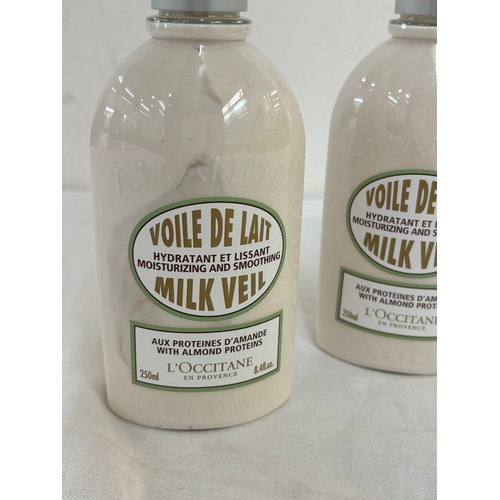 96 - 2 bottles L'Occitane Almond Milk Veil Moisturising Smoothing Firming 250ml, new unused