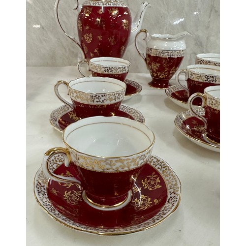 175 - Vintage Salisbury bone china 6 piece tea set to include tea pot, sugar bowl and milk jug, 6 cups, on... 