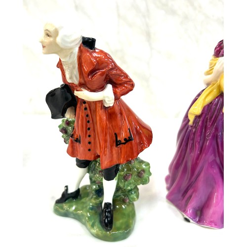 481 - Two Early Royal Doulton figurines ' Masquerade HN599' and ' Adrienne Copr 1963' overall height of ta... 