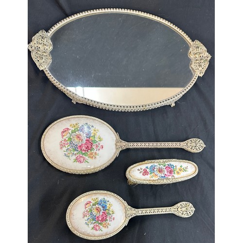 28 - Vintage Regent of London dressing table set with floral detailing