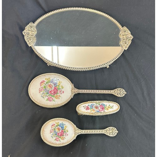 28 - Vintage Regent of London dressing table set with floral detailing