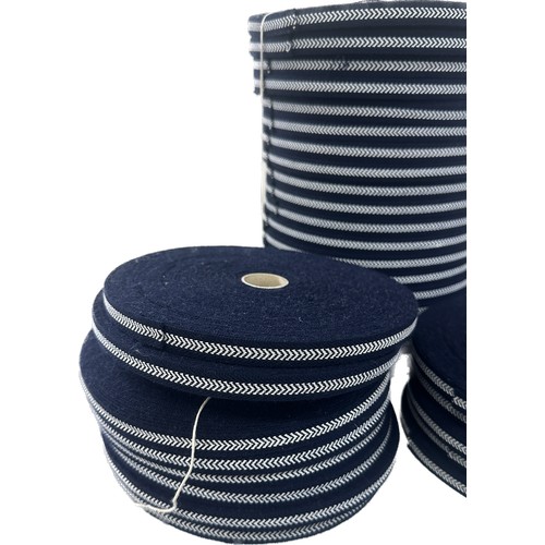 277 - Dealers lot - 33 rolls of 13mm wide navy blue and white service lace.  Each roll is 33 metres long