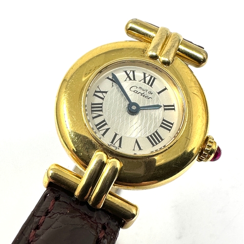 336 - Ladies CARTIER Must De Cartier Vermeil Gold Sterling Silver Round Watch the watch will nee new batte... 