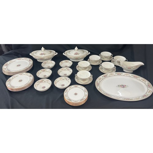 207 - Vintage Royal Doulton Alton 6 place dinner set to include two lidded tureens, dinner plates, gravy b... 