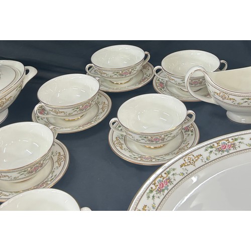 207 - Vintage Royal Doulton Alton 6 place dinner set to include two lidded tureens, dinner plates, gravy b... 