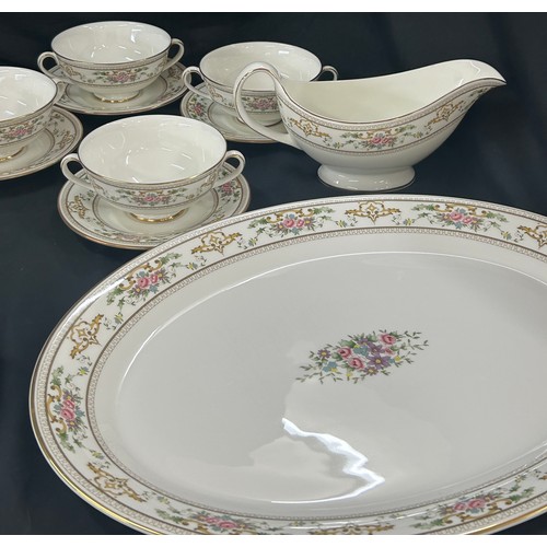 207 - Vintage Royal Doulton Alton 6 place dinner set to include two lidded tureens, dinner plates, gravy b... 