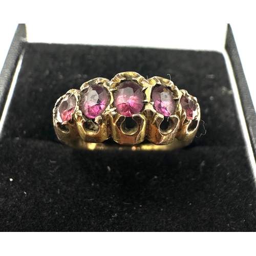 490 - Antique  9ct gold amethyst ring weight 1.7g