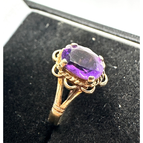 491 - Vintage 9ct gold amethyst ring weight 1.3g