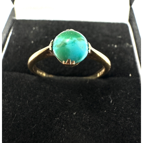 492 - Vintage 9ct gold turquoise ring weight 2.2g