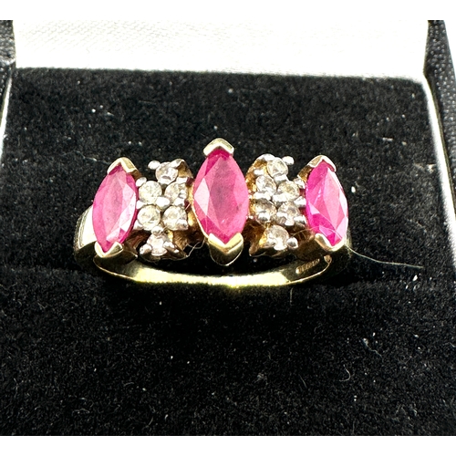 496 - Vintage 9ct gold ruby & diamond ring weight 2.9g