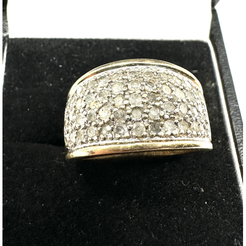 385 - Vintage 9ct gold Diamond ring weight 5.3g 1ct diamonds