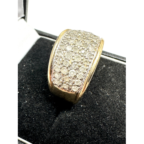 385 - Vintage 9ct gold Diamond ring weight 5.3g 1ct diamonds