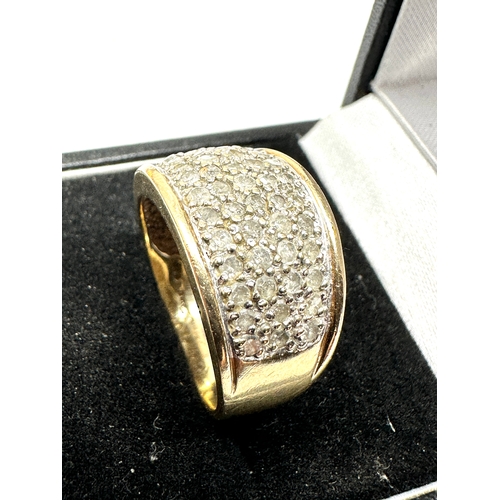 385 - Vintage 9ct gold Diamond ring weight 5.3g 1ct diamonds