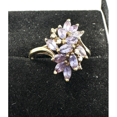 386 - Vintage 9ct gold tanzanite & diamond  ring weight 2.3g