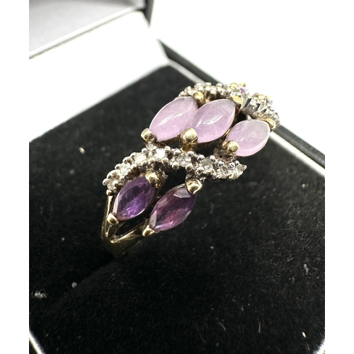 396 - Vintage 9ct gold amethyst & diamond ring weight 2.8g