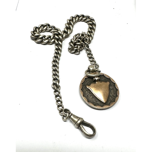 75 - Antique silver albert watch chain & fob weight  no t-bar