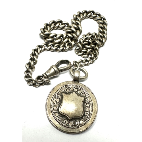 75 - Antique silver albert watch chain & fob weight  no t-bar