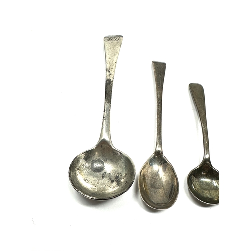 17 - 5 antique silver condiment spoons georgian silver mustard spoon & silver salt spoons