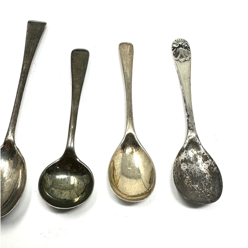 17 - 5 antique silver condiment spoons georgian silver mustard spoon & silver salt spoons