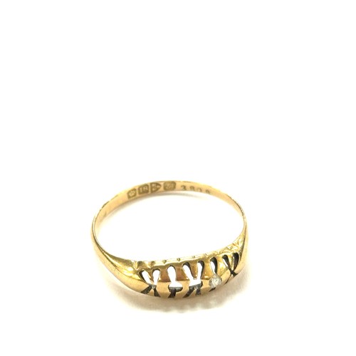 510 - Antique 18ct gold dressing ring, missing stone total weight 1.5 grams, ring size M