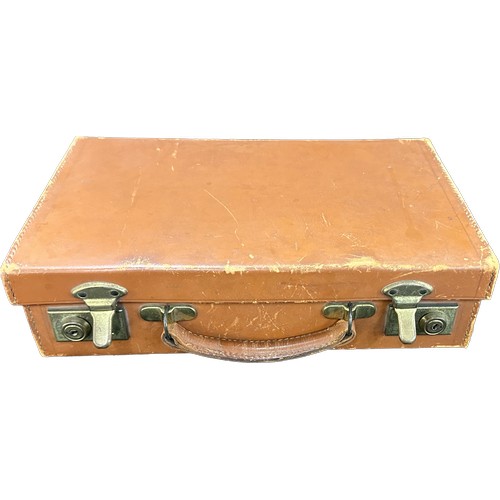 74 - Vintage leather attache case with various compartments