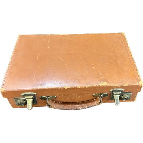 74 - Vintage leather attache case with various compartments