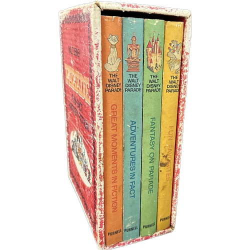 61 - Vintage Walt Disney Parade Fun Fact Fantasy Fiction four volume book set along with two framed offic... 