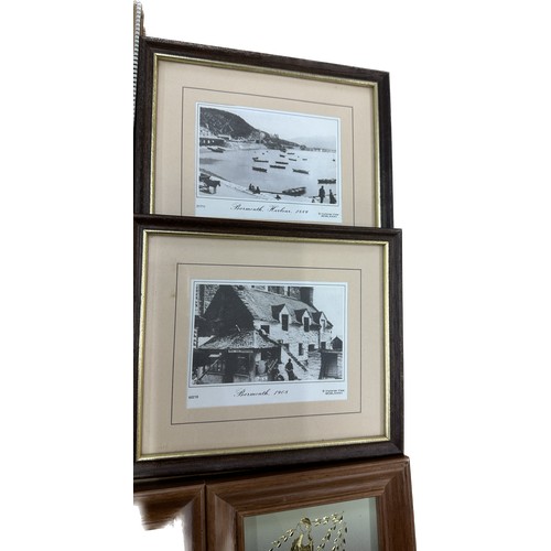 56 - Selection of assorted pictures and prints includes framed pot lids largest measures approximately 13... 