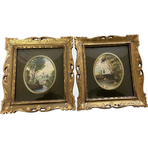 60 - Two signed framed oil paintings, frame measures approximately 8 inches by 7 inches