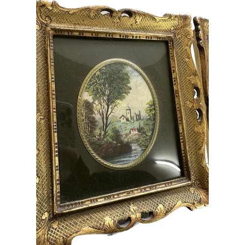 60 - Two signed framed oil paintings, frame measures approximately 8 inches by 7 inches