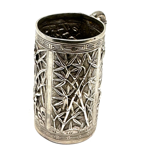 25 - Antique / vintage silver chinese miniature mug measures approx height 5cm weight 26g xrt tested as s... 