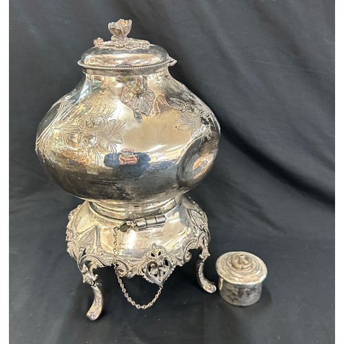 27 - Vintage silver plated spirit kettle on stand