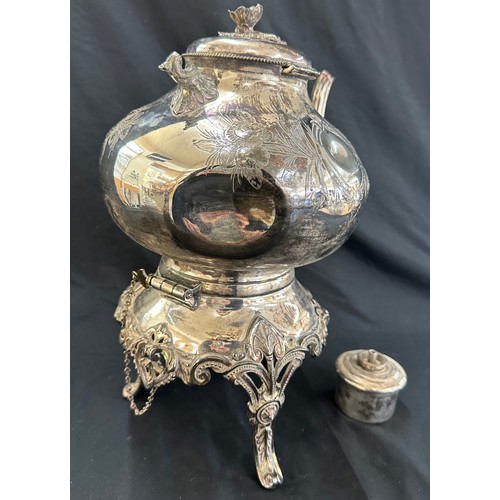 27 - Vintage silver plated spirit kettle on stand