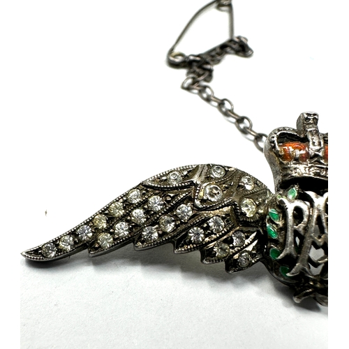 181 - Vintage silver & gemstone set R.A.F sweetheart brooch