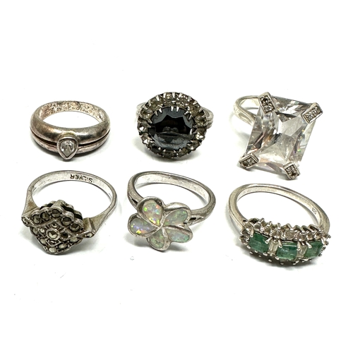182 - 6 vintage gem set silver rings