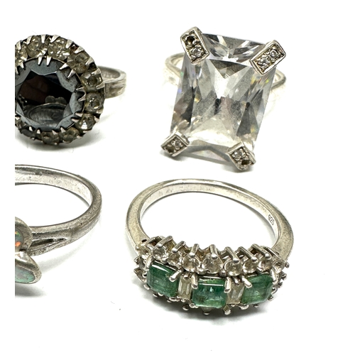 182 - 6 vintage gem set silver rings
