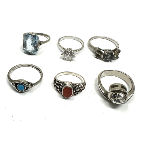 186 - 6 vintage silver rings